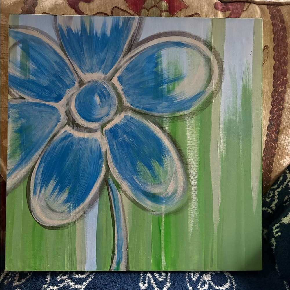 Handcrafted Blue Flower Painting
